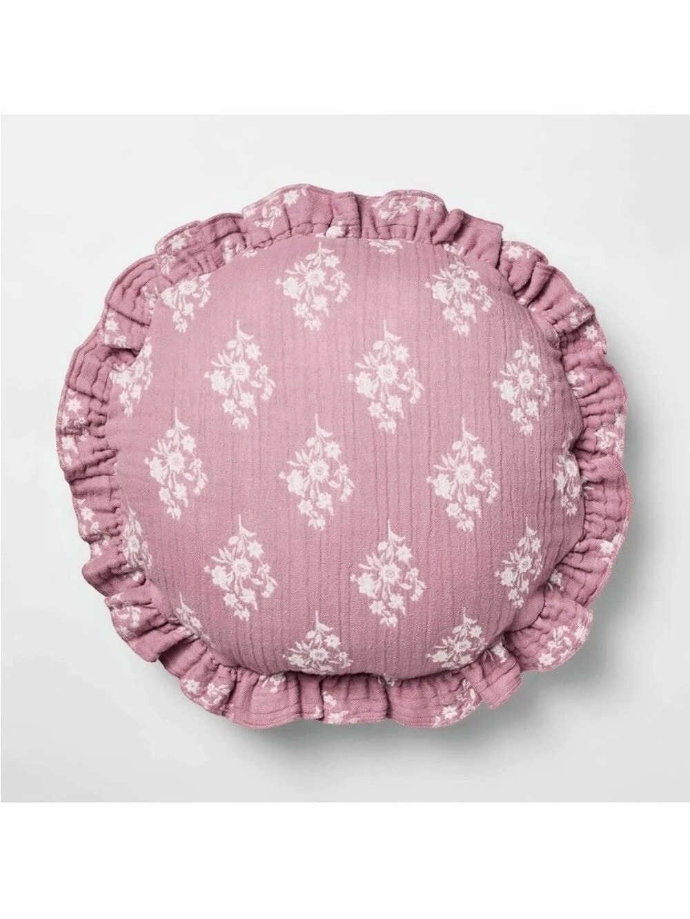 Threshold designed with Studio McGee 18” Round Ruffle Floral Jacquard Pillow